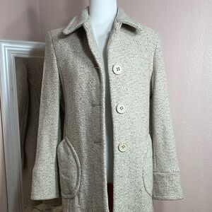 Vintage Marvin Richards Wool Blend Coat Beige Tweed Button Front Size M